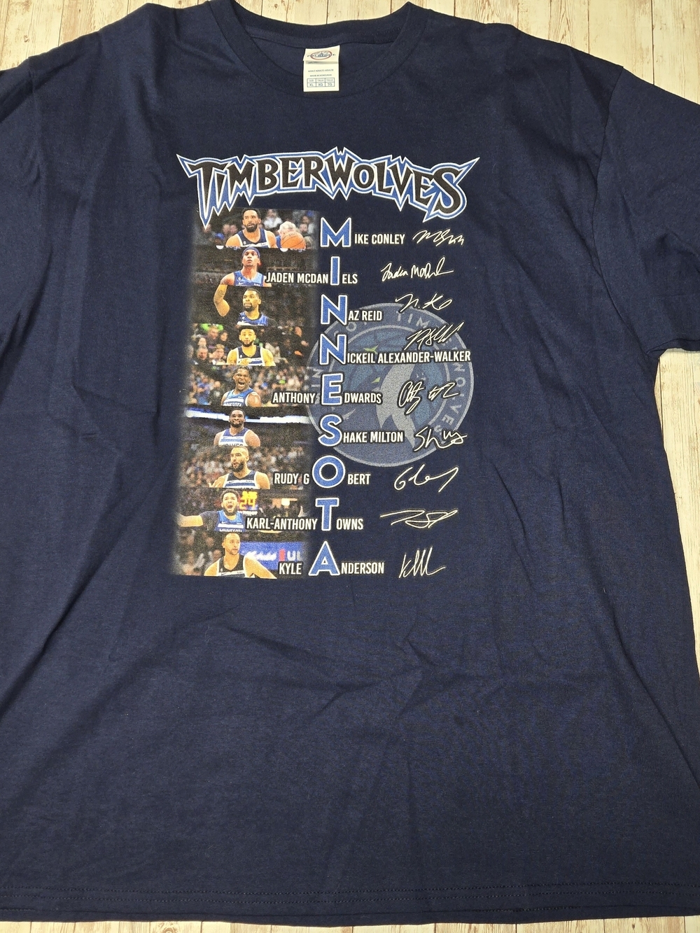 Minnesota Timberwolves NBA Roster Graphic Tee XL Edwards Gobert Towns